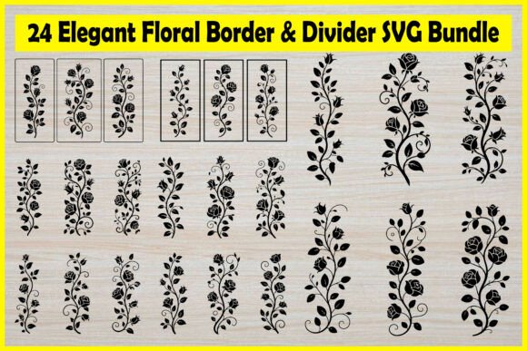 24 Elegant Floral Border SVG Bundle