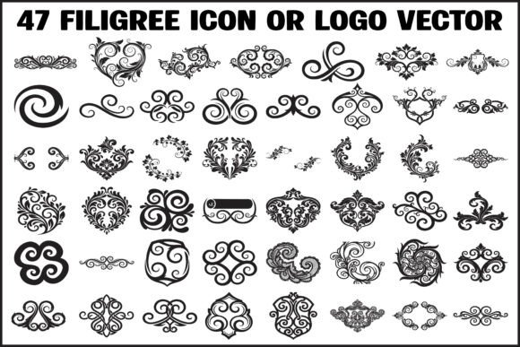 47 Elegant Filigree Icon Logo Vector