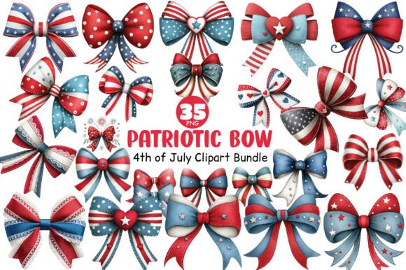 4th of July Patriotic Bow Clipart Bundle: Elevating Independence Day Designs