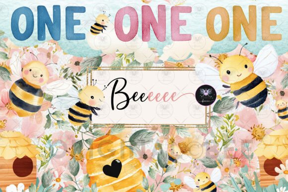 Bee Theme Clipart Set: Cute Watercolor Designs