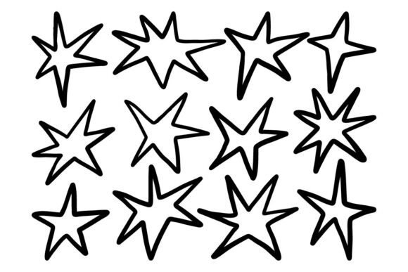 Bold Star Doodle Vector Set: Hand Drawn Style