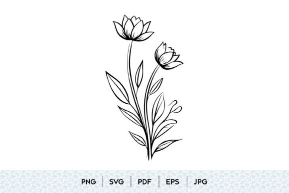 Botanical Flower Line Art: Minimalist Elegance