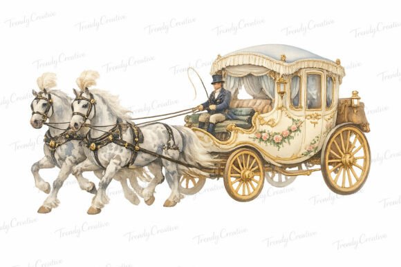 Bring Timeless Elegance to Your Designs with Regency Horse Carriage PNG Clipart