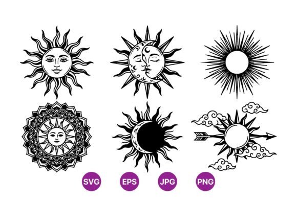 Celestial Sun and Moon SVG Set: Integrating Mystical Vector Art into Professional Design Workflows