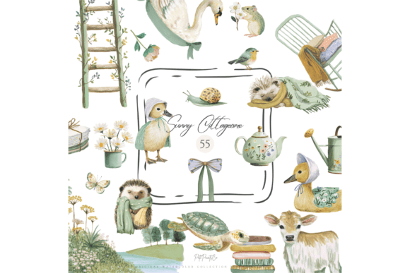 Cottagecore Animal Clipart PNG Bundle: Elevating Your Creative Projects with Whimsical Charm