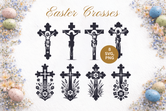 Easter Cross Religious Cross Bundle: 8 Designs