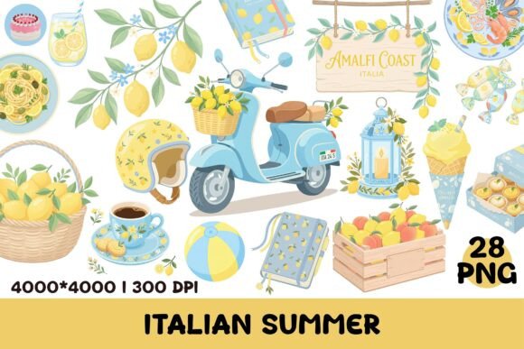 Evaluating the Italian Summer Clipart 28 PNG Collection for Creative Projects
