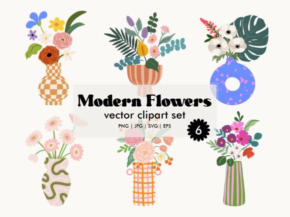 Evaluating the Modern Flowers Vector Clipart Set for Professional and DIY Design Projects