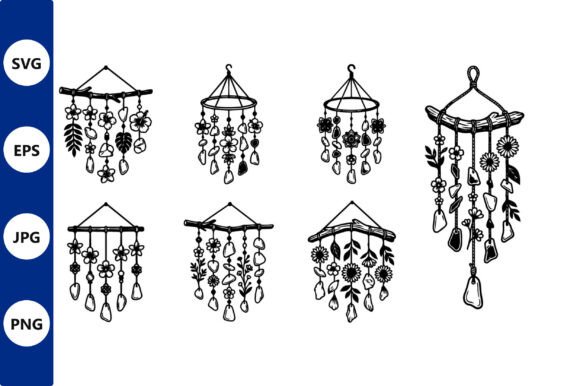 Hand Drawn Hanging Flower Chimes: A Creative Asset for Modern Makers