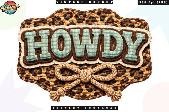 Howdy Country Leopard Crochet Yarn PNG