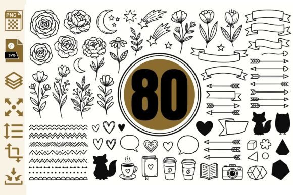 Integrating 80 Hand Drawn Doodle Clipart PNG SVG into Your Creative Workflow