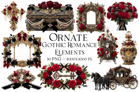 Mastering the Aesthetic: How Ornate Gothic Romance Elements Clipart Defines Modern Creative Expression