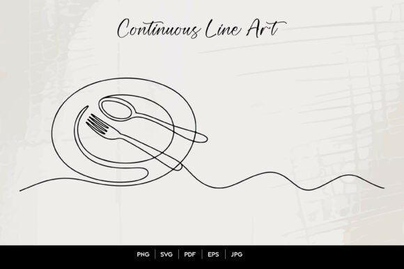 Minimal Dining Line Art SVG Design