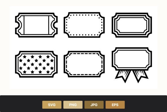 Ornate Ticket Label Frame Vector Icons
