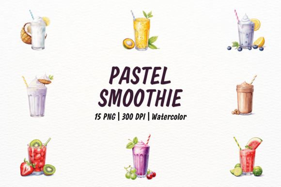Pastel Smoothie Beverage Clipart for Designers