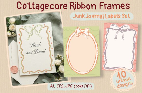 Retro Ribbon Frames Junk Journal Labels: Elevating Modern Craft with Nostalgic Design