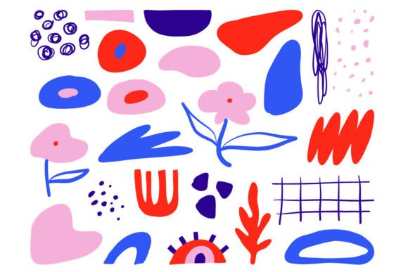 Revitalizing Digital Branding with Abstract Colorful Organic Shape SetArt