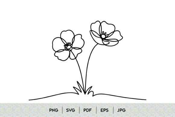 Simple Two Flowers Line Art Design