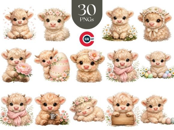 Spring Baby Highland Cow with Flowers: A Guide for Digital Creators