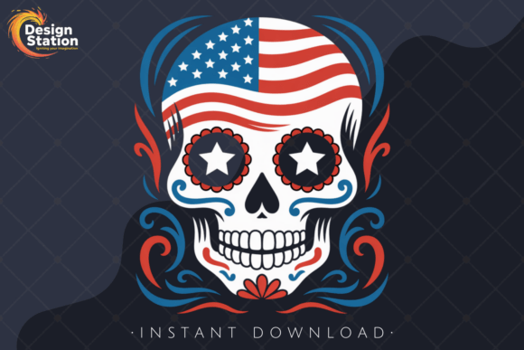 Strategic Branding with the Patriotic Sugar Skull 4th of July PNG