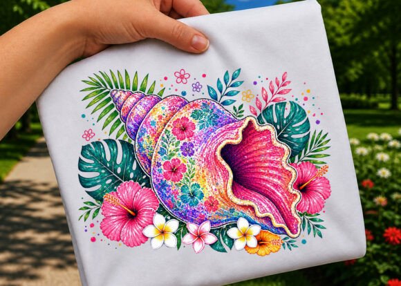 Summer Tropical Floral Colorful Seashell: Elevating Coastal Design Projects