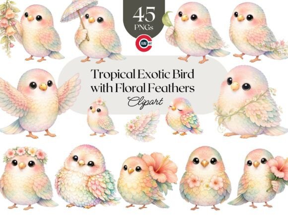 Tropical Exotic Bird with Floral Feather: Elevating Your Creative Projects