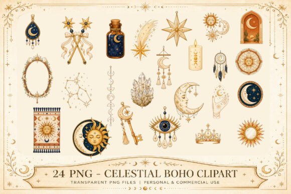 Unlocking the Magic of the Celestial Boho Clipart Set for Modern Design