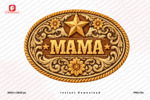 Western Cowgirl Chenille Patch Mama PNG: Elevating Mom Designs with Rustic Texture